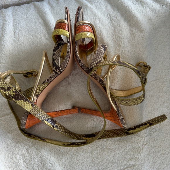Coach high heel sandals with multi colored snake skin. - Picture 5 of 6